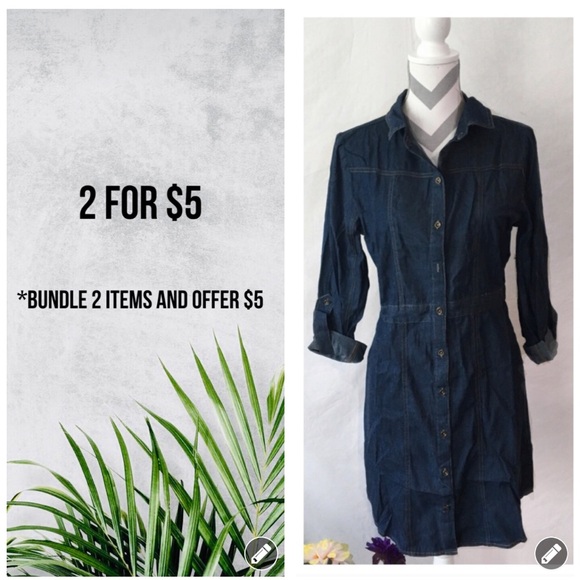 Dresses & Skirts - 🎀1 SM LEFT🎀 Dark Button Down Denim Dress